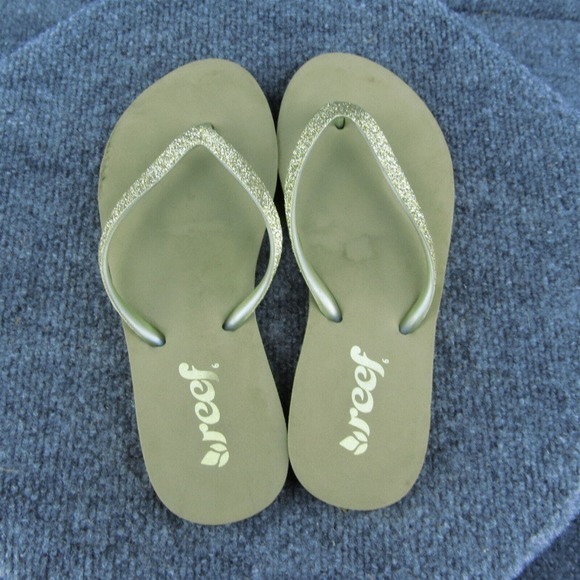 Reef Women Flip Flop Sandal Shoes Gold Synthetic Size 6 Medium - Picture 6 of 9